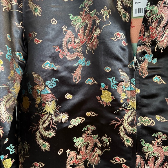 NWT URBAN OUTFITTERS black chinoiserie Unisex zip front jacket, sz men’s small. - Picture 8 of 8